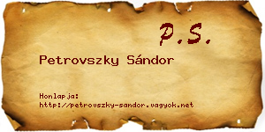 Petrovszky Sándor névjegykártya