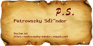 Petrovszky Sándor névjegykártya