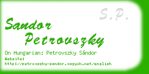 sandor petrovszky business card